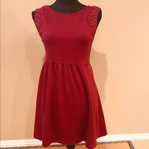 Forever 21 Burgundy Sleeveless Dress Silver Detail